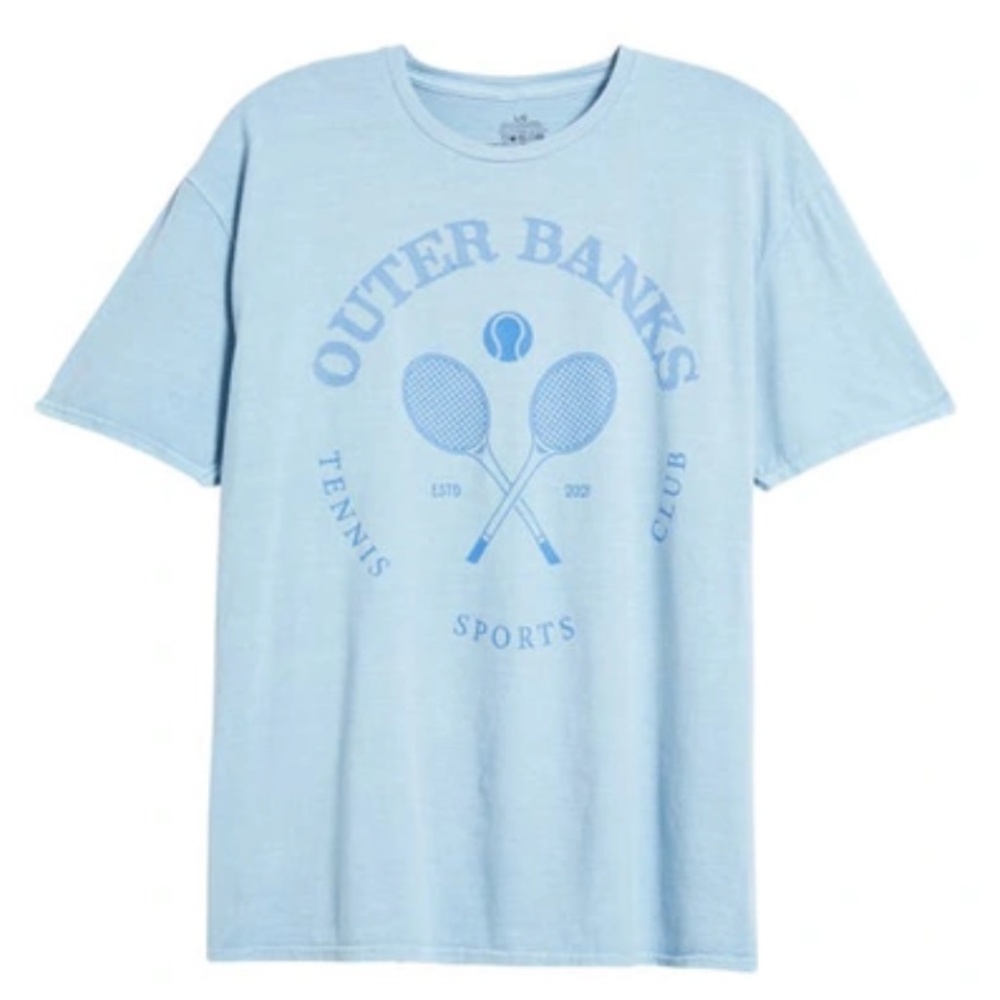 OUTER BANKS COTTON GRAPHIC T-SHIRT IN BLUE PIGMENT